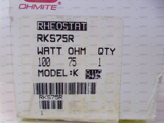 OHMITE RKS75R MODEL K RHEOSTAT *NEW IN BOX*