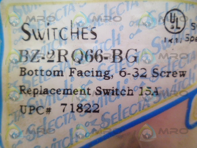 SELECTA BZ-2RQ66-BG REPLACEMENT SWITCH *NEW IN FACTORY BAG*