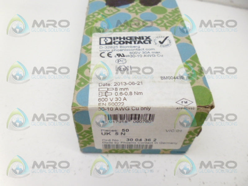 PHOENIX CONTACT UK5N TERMINAL BLOCK (PKG OF 50)  NSFS