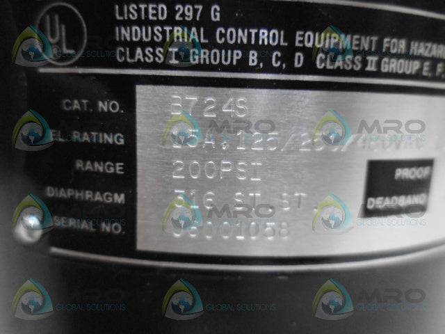 ASHCROFT B724S PRESSURE SWITCH *NEW NO BOX*