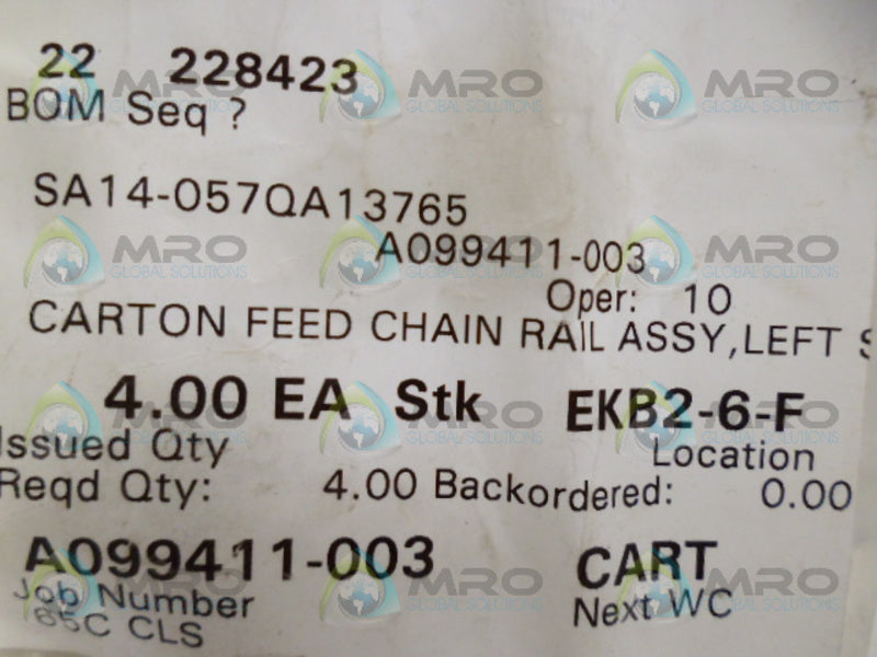 INDUSTRIAL MRO A099411-003 CHAIN SCREW (PKG OF 4) *NEW IN FACTORY BAG*