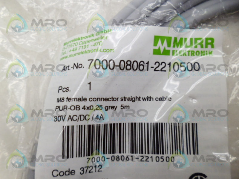 MURR ELEKTRONIK 7000-08061-2210500 CONNECTOR CABLE *NEW IN FACTORY BAG*