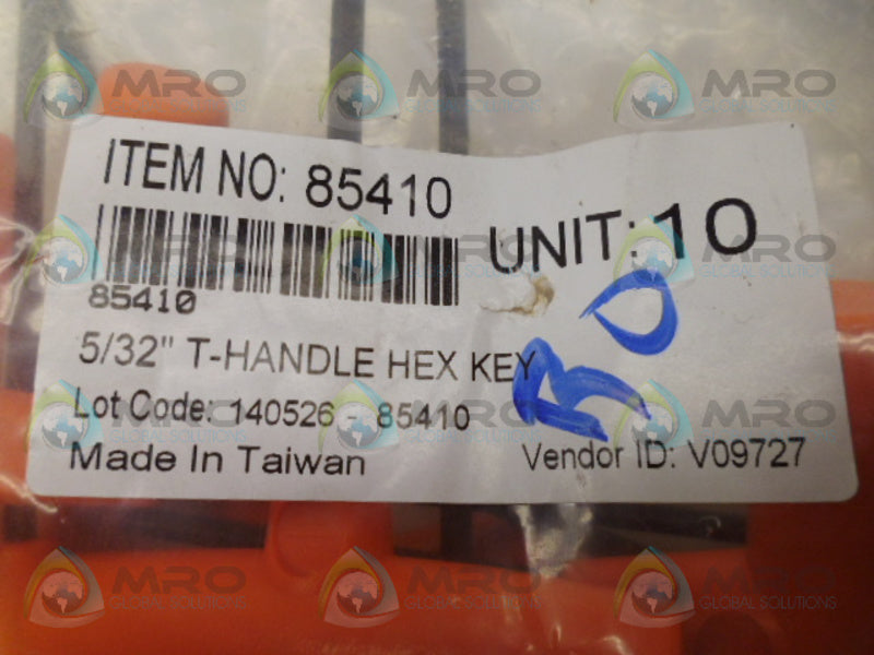 INDUSTRIAL MRO 85410 T-HANDLE HEX KEY (PKG OF 10) *NEW IN FACTORY BAG*