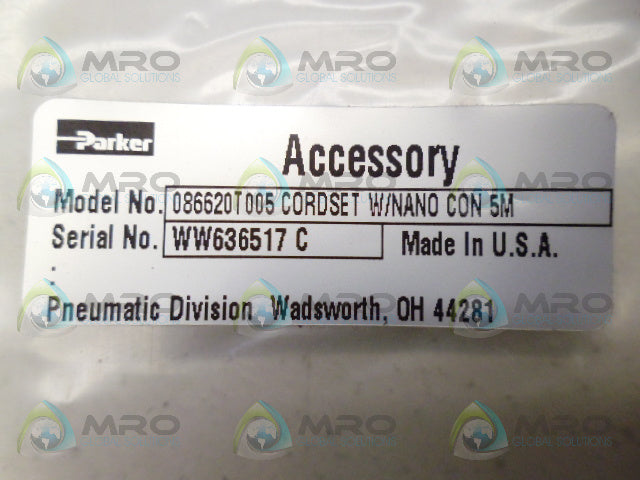 PARKER 086620T005 CORDSET *NEW IN FACTORY BAG*