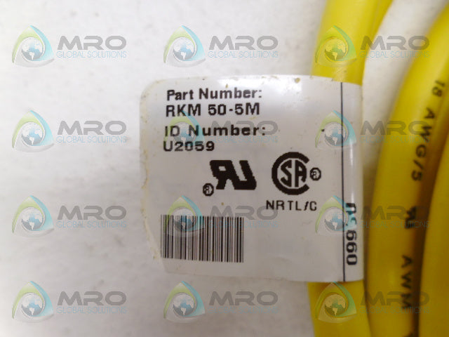 TURCK RKM50-5M MINIFAST MOLDED CORDSET *NEW NO BOX*