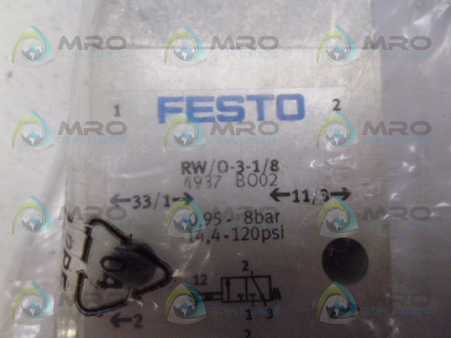FESTO RW/0-3-1/8 SWIVEL LEVER VALVE *NEW IN FACTORY BAG*