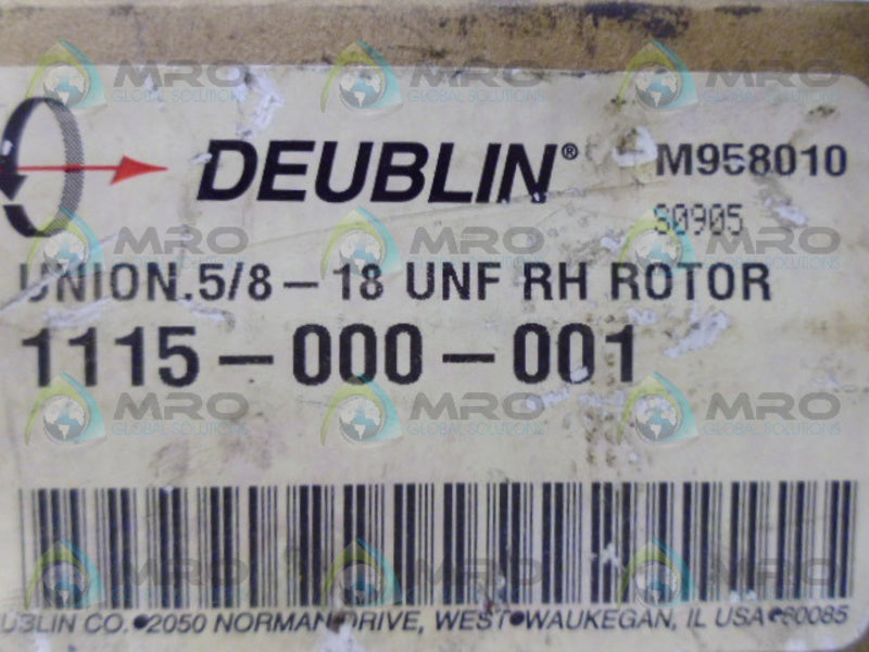 DEUBLIN 1115-000-001 ROTARY UNION 1/2" NPT *NEW IN BOX*