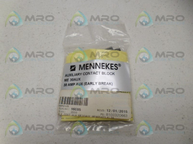 MENNEKES ME30AUX CONTACT BLOCK *NEW IN FACTORY BAG*