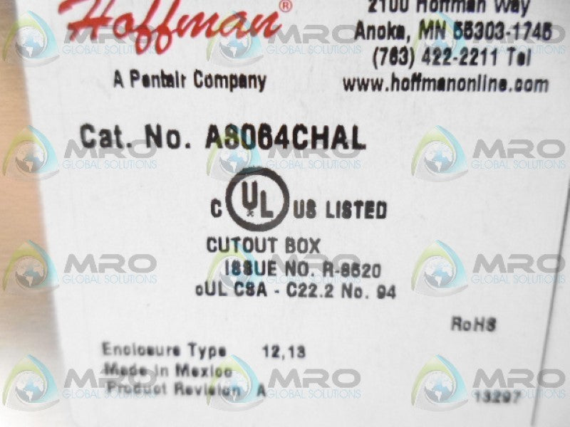 HOFFMAN A8064CHAL CUTOUT BOX *NEW NO BOX*