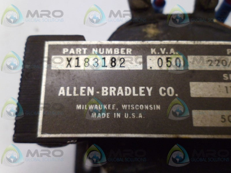 ALLEN BRADLEY X183182 CONTROL TRANSFORMER *USED*