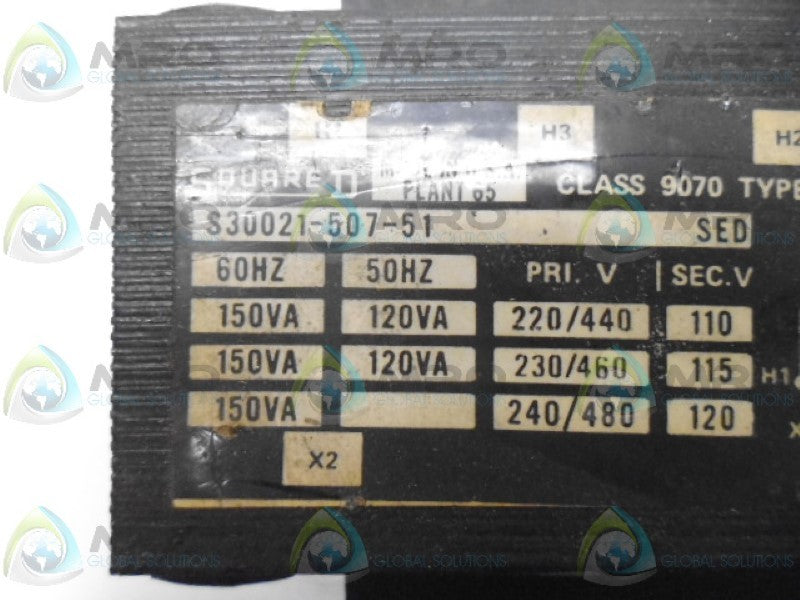 SQUARE D S30021-507-51 TRANSFORMER *USED*