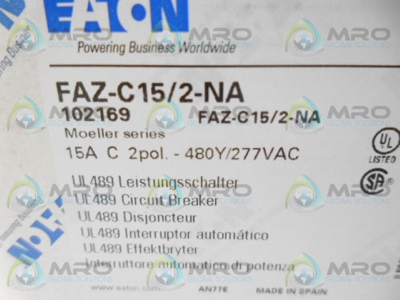 EATON FAZ-C15/2-NA CIRCUIT BREAKER *NEW IN BOX*