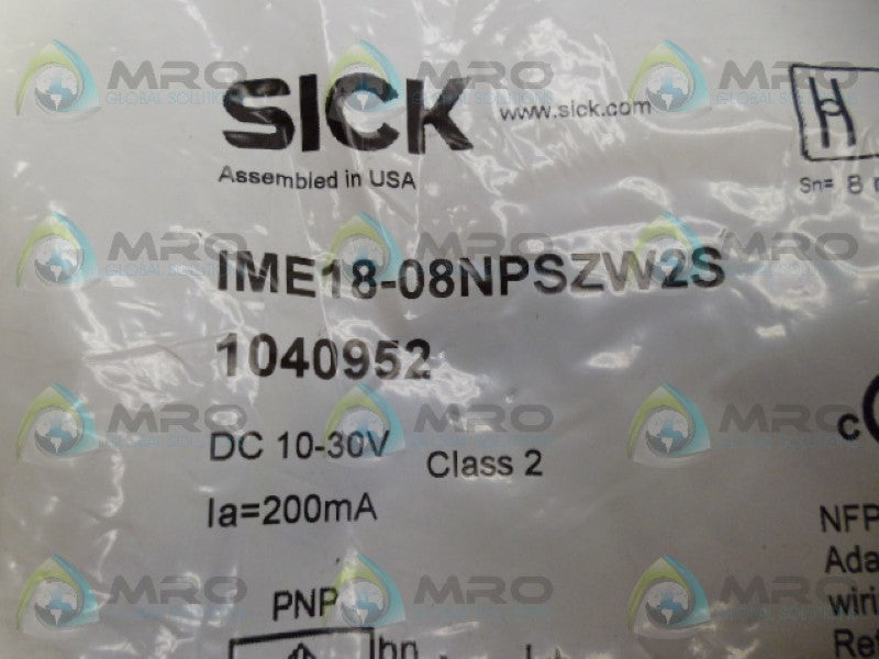 SICK IME18-08NPSZW2S PROXIMITY SWITCH SENSOR *NEW IN FACTORY BAG*