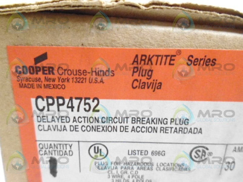 CROUSE HINDS CPP4752 PLUG *NEW IN BOX*