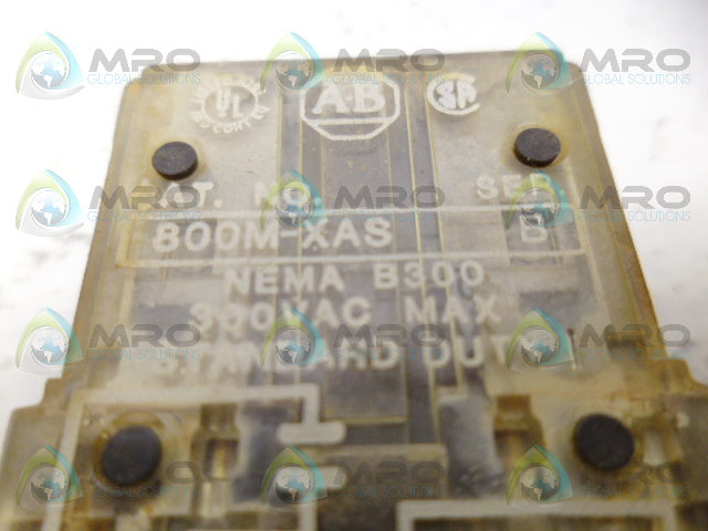 ALLEN BRADLEY 800M-XAS SER. B CONTACT BLOCK *USED*