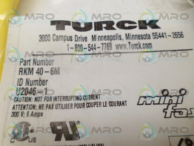 TURCK RKM40-6M CABLE *NEW IN FACTORY BAG*