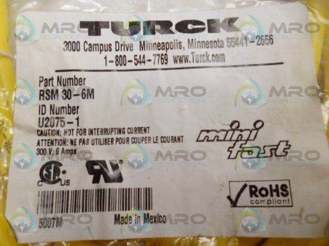 TURCK RSM30-6M CABLE *NEW IN FACTORY BAG*