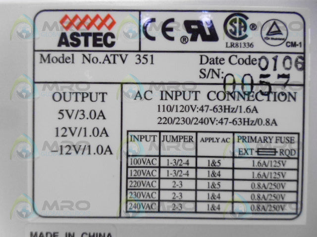 ASTEC ATV 351 POWER SUPPLY *NEW IN BOX*