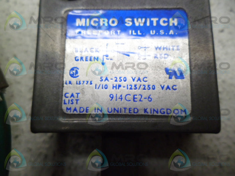MICROSWITCH 914CE2-6 LIMIT SWITCH *NEW NO BOX*