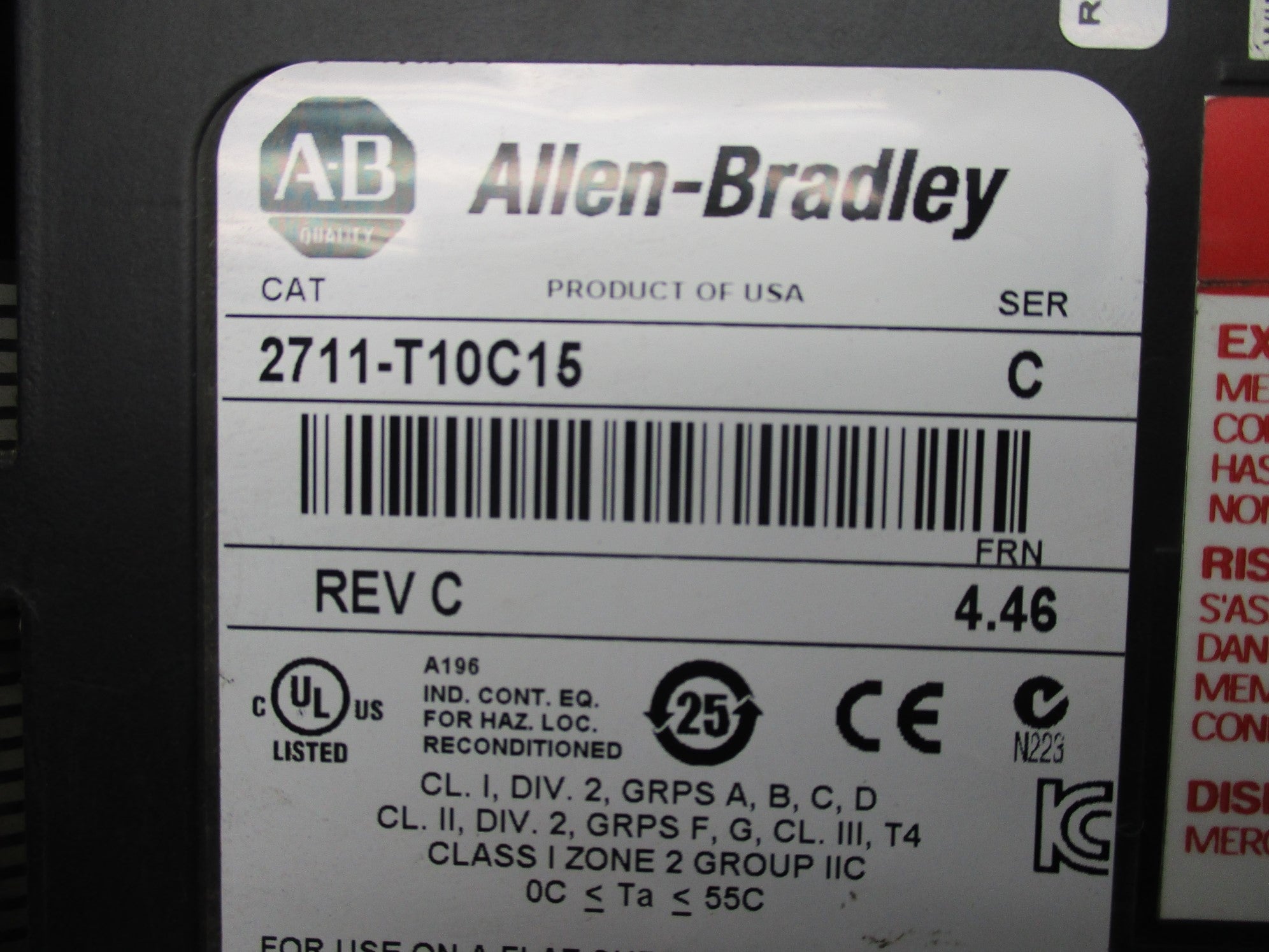 ALLEN BRADLEY 2711-T10C15 SER. C F/W 4.46 NSNP