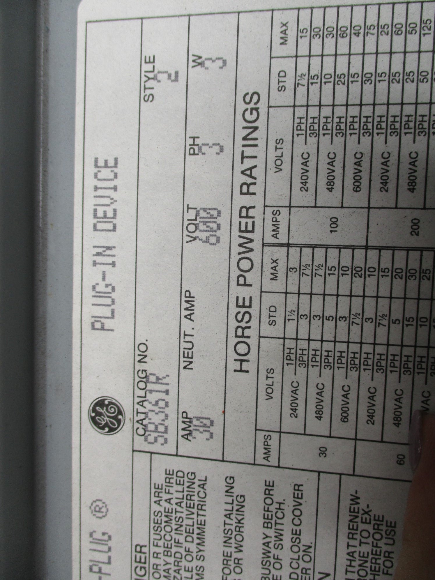 GENERAL ELECTRIC SB361R UNMP