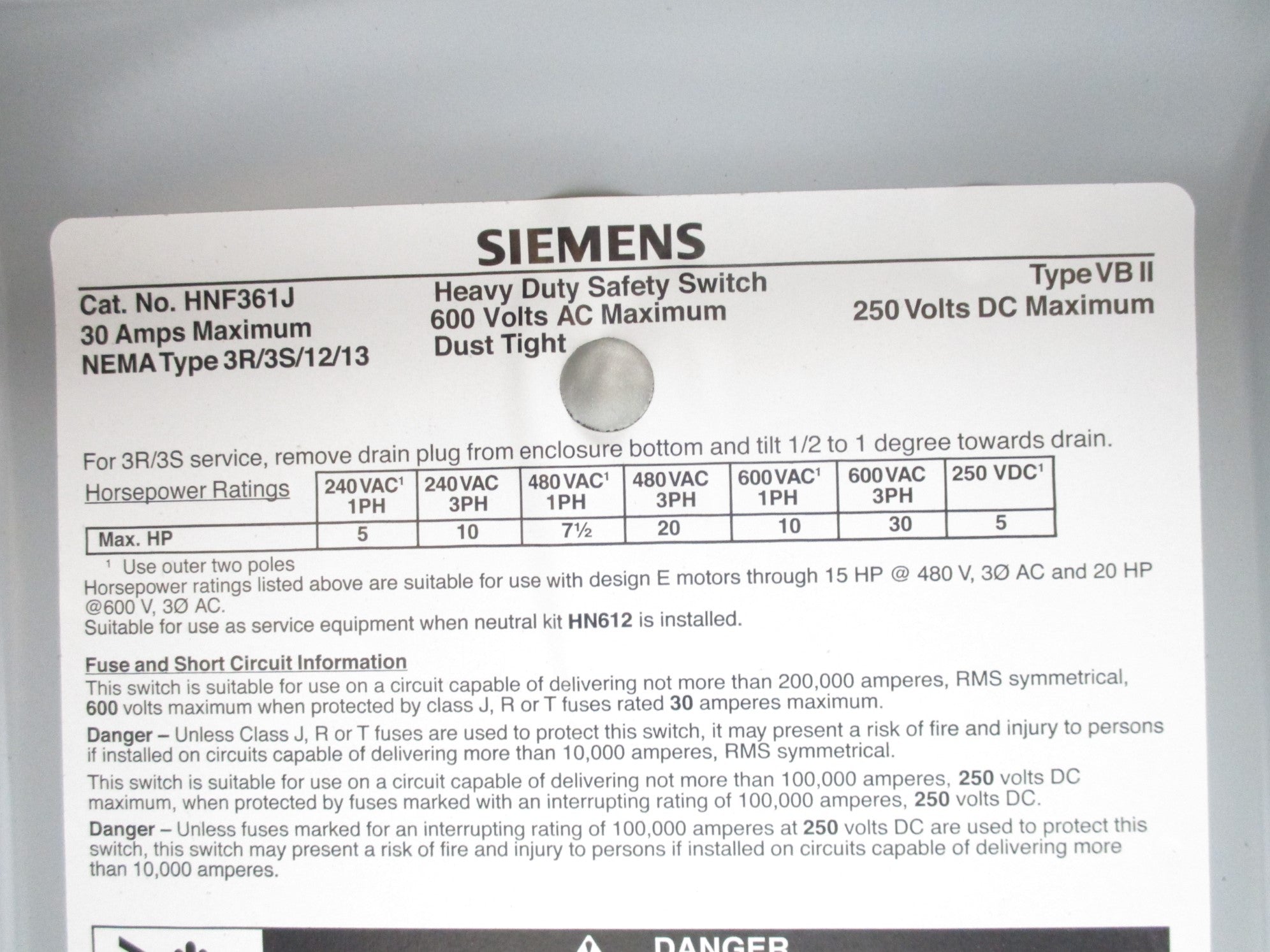 SIEMENS HNF361J UNMP