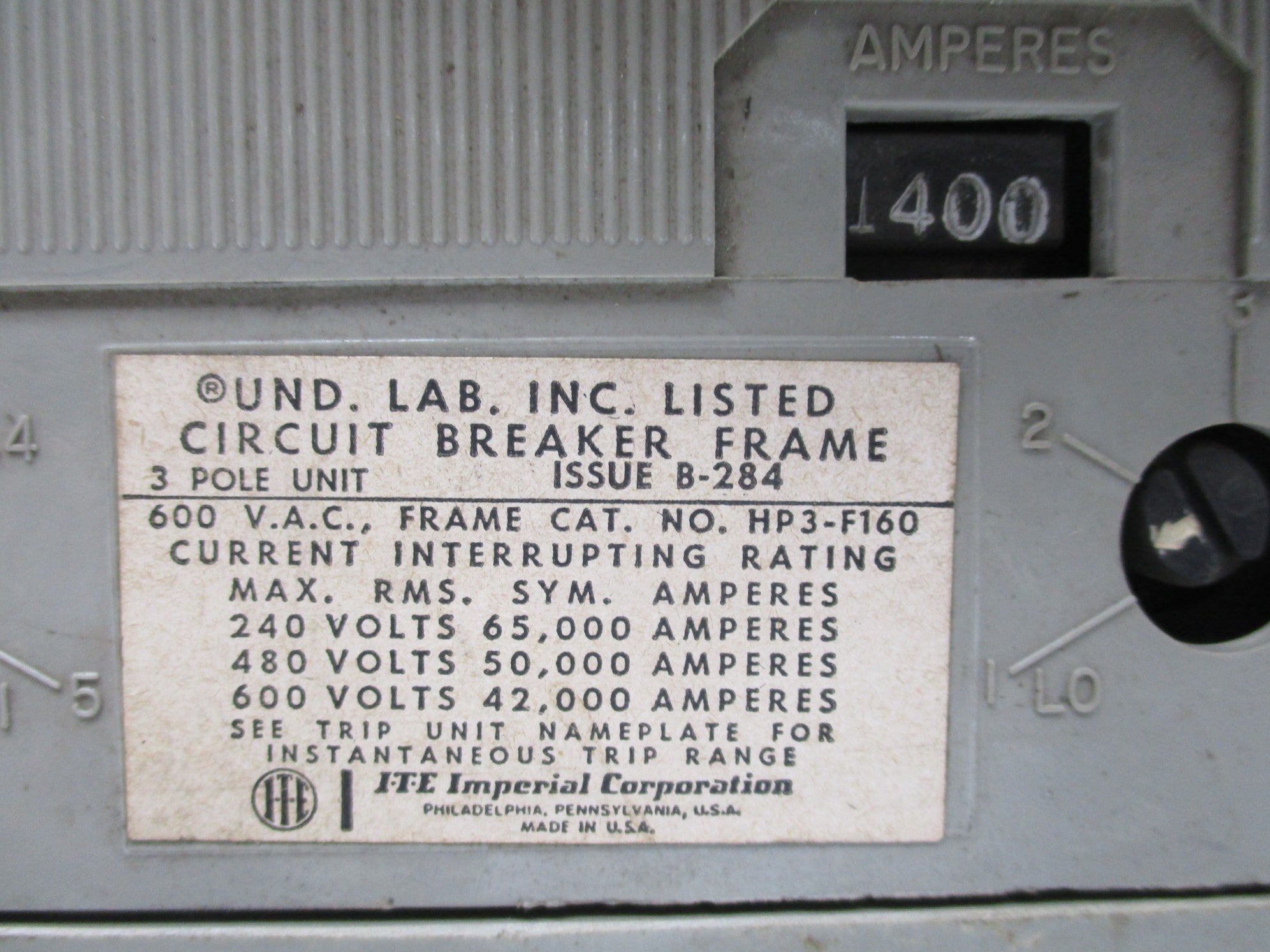 ITE HP3-F160 600VAC 400A UNMP