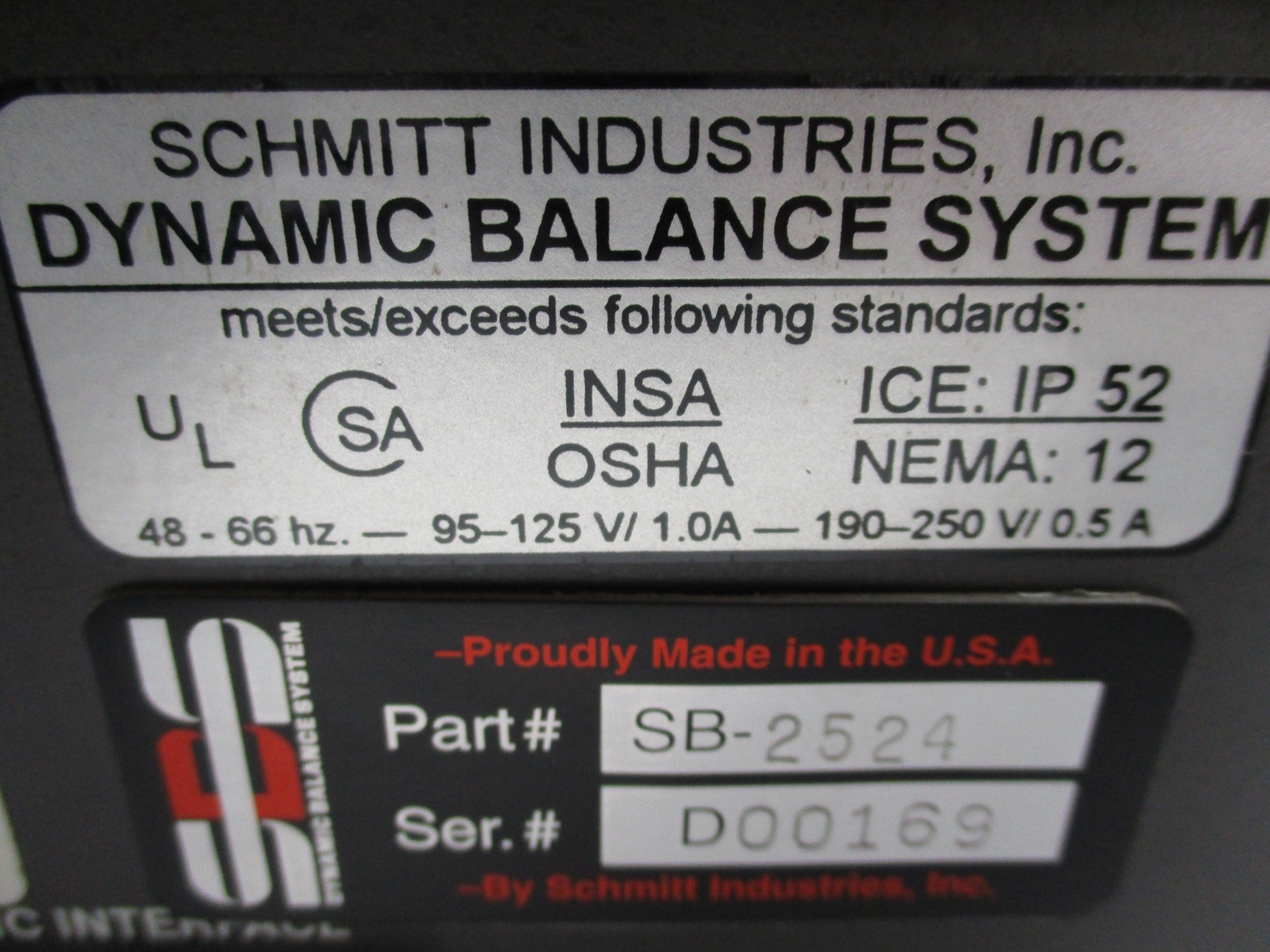 SCHMITT INDUSTRIES SB-2524 NSNP