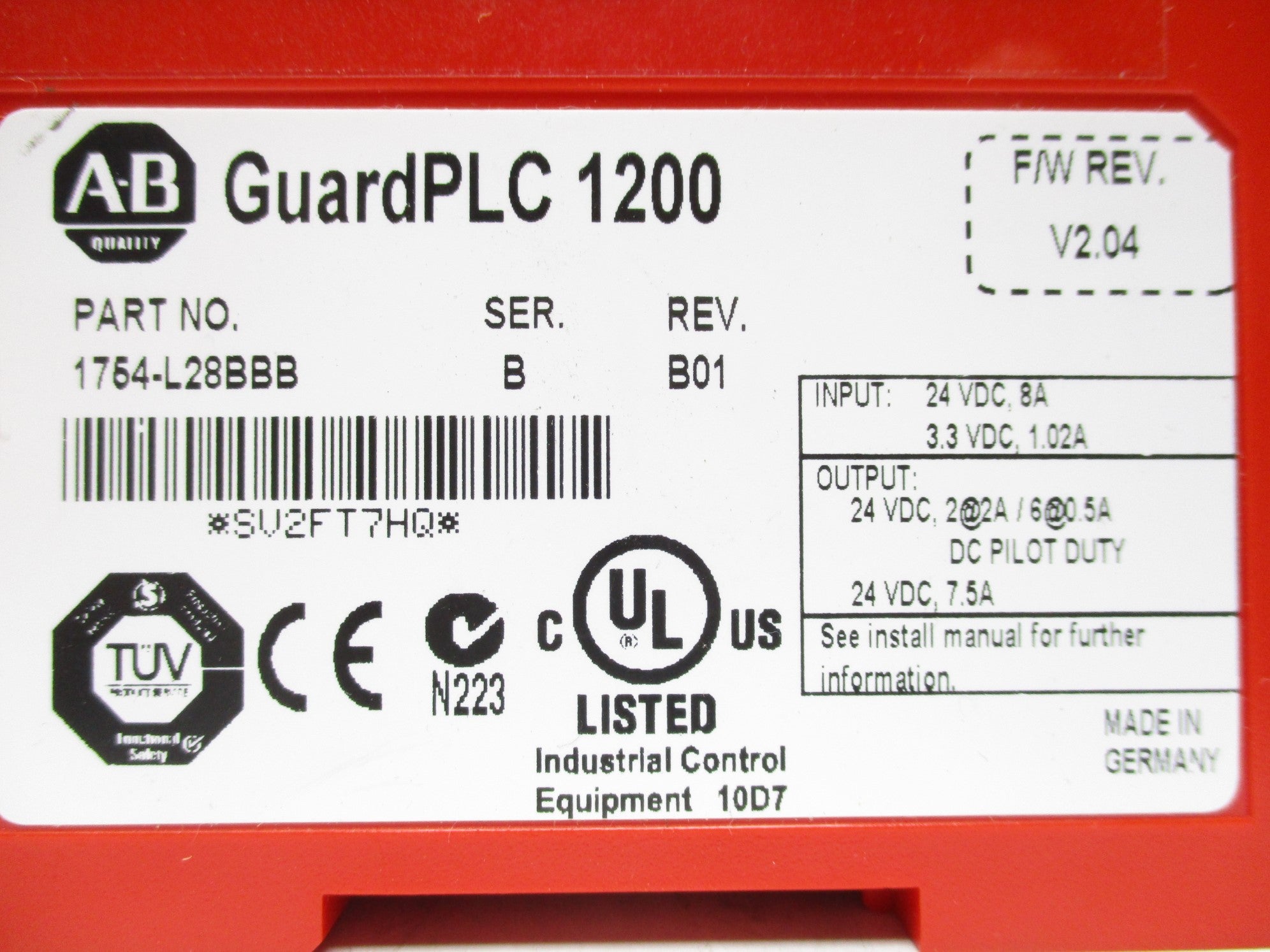 ALLEN BRADLEY 1754-L28BBB SER. B F/W V2.04 NSNP