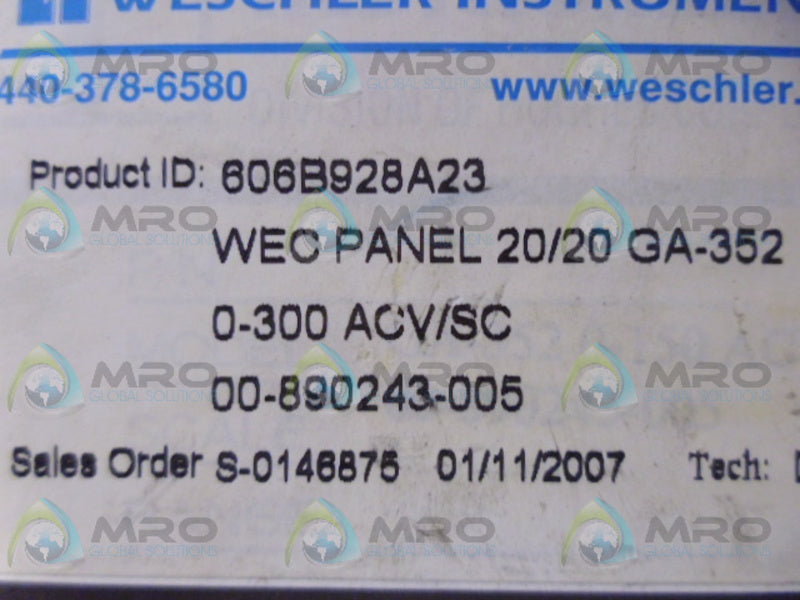 WESCHLER 606B928A23 METER 0-300  NSMP