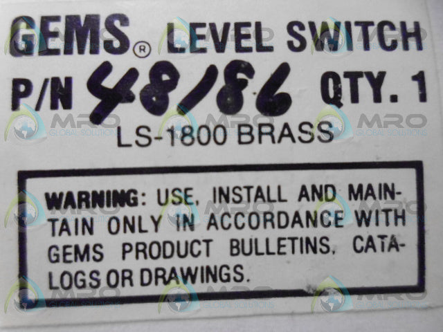 GEMS LS-1800 LEVEL SWITCH *NEW IN BOX*