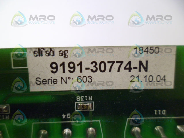 ELFAB AG 9191-30774-N PC BOARD *USED*