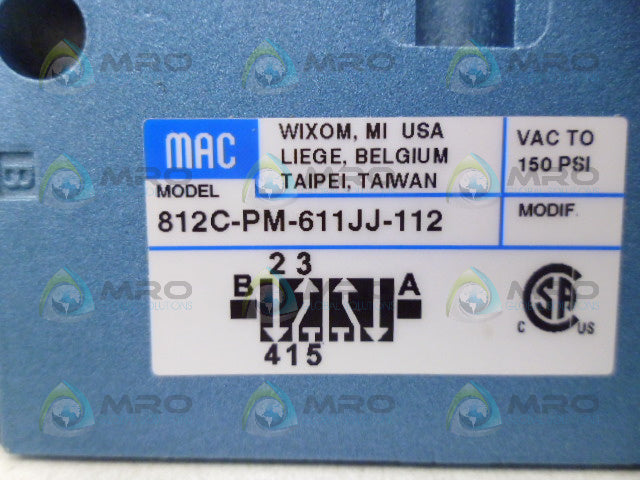 MAC 812C-PM-611JJ-112 SOLENOID VALVE *NEW NO BOX*