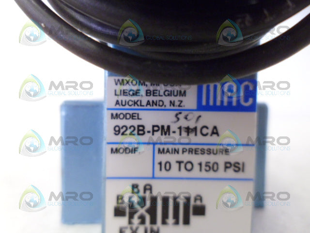 MAC 922B-PM-501CA PNEUMATIC VALVE *NEW NO BOX*