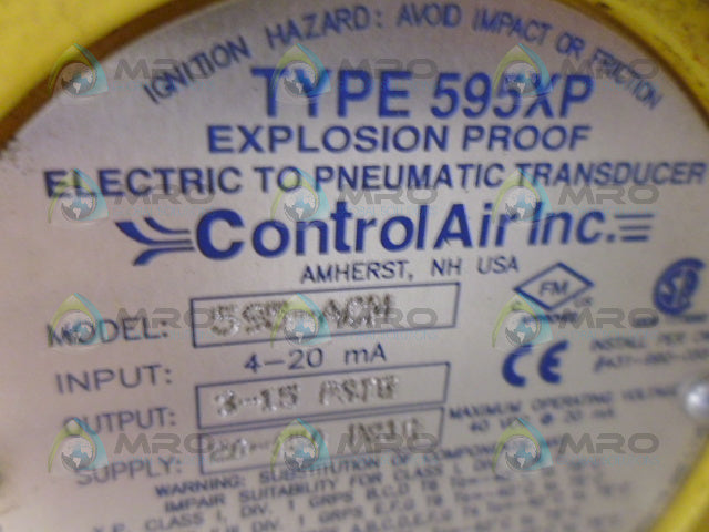 CONTROL AIR 595-ACM ELECTRIC TO PNEUMATIC TRANSDUCER *NEW NO BOX*
