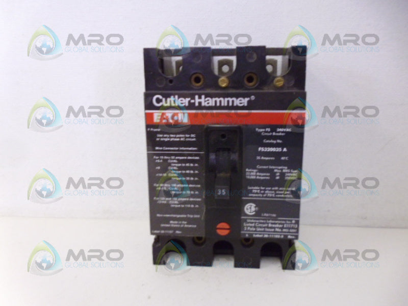 CUTLER HAMMER FS320035 CIRCUIT BREAKER 3 POLE 35AMP *NEW NO BOX*