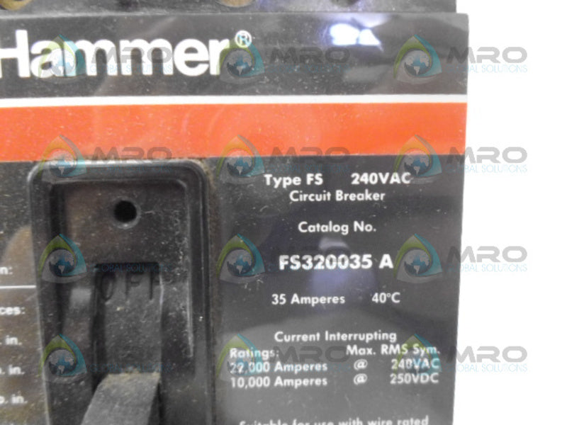 CUTLER HAMMER FS320035 CIRCUIT BREAKER 3 POLE 35AMP *NEW NO BOX*