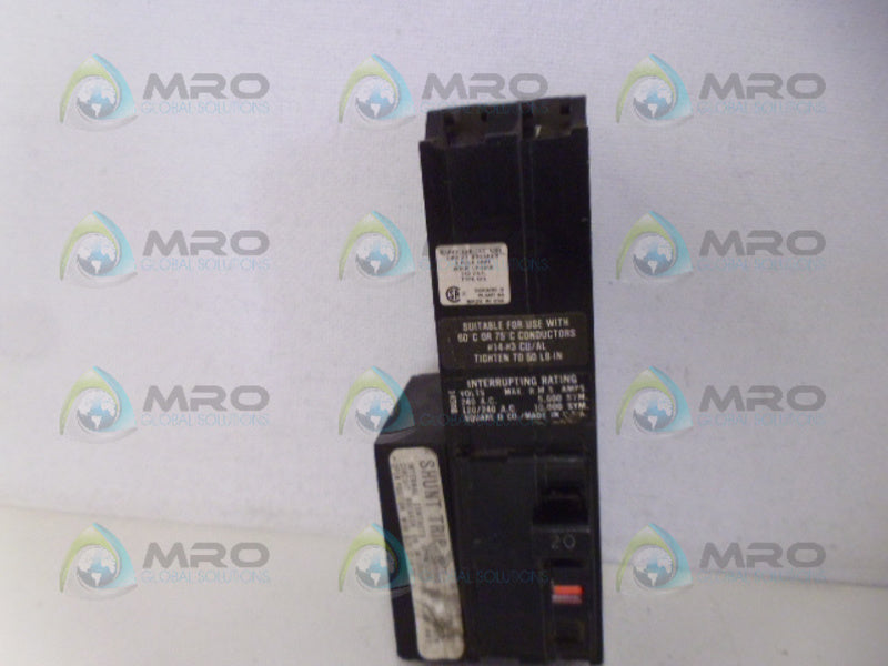SQUARE D Q1L2201021 CIRCUIT BREAKER 2POLE 20AMP *NEW NO BOX*
