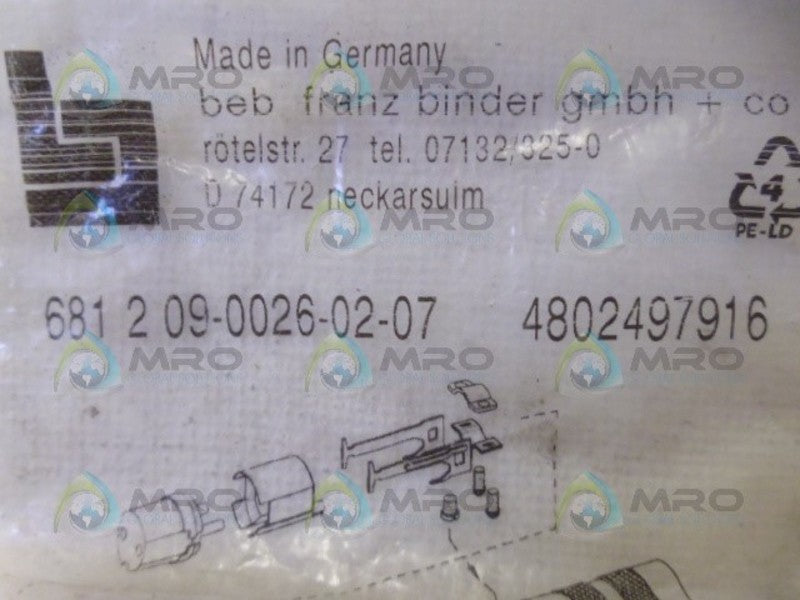 BINDER 681-2-09-0026-02-07 CONNECTOR *NEW IN FACTORY BAG*