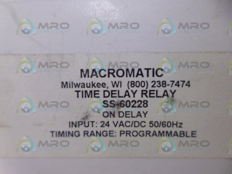 MACROMATIC SS-60228 TIME DELAY RELAY *NEW IN BOX*