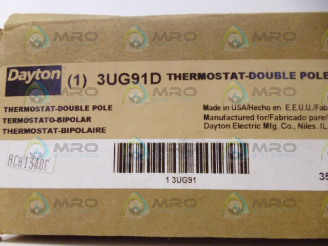 DAYTON 3UG91D DOUBLE-POLE THERMOSTAT *NEW IN BOX*