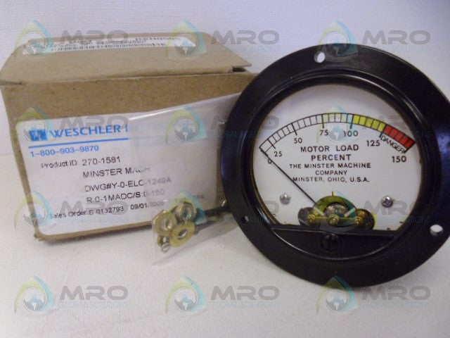 WESCHLER 270-1581 0-150 METER PANEL *NEW IN BOX*