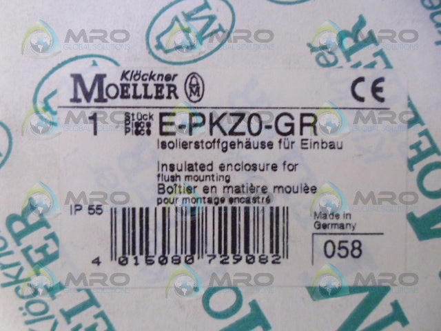 MOELLER E-PKZ0-GR INSULATED ENCLOSURE FOR FLUSH MOUNTING *NEW IN BOX*