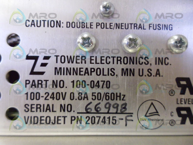 TOWER ELECTRONICS 100-0470 POWER SUPPLY 100-240V *USED*