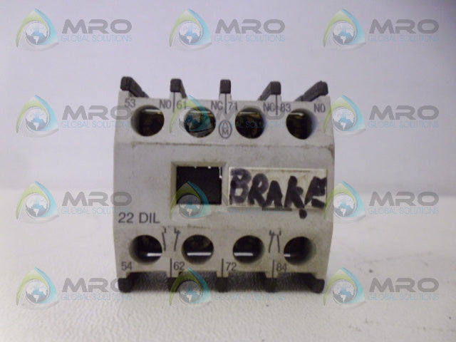 MOELLER 22DIL CONTACT BLOCK *USED*