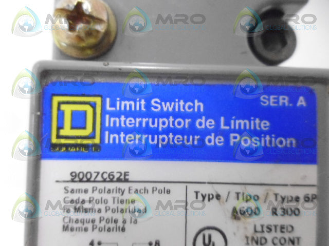 SQUARE D 9007C62E LIMIT SWITCH *USED*