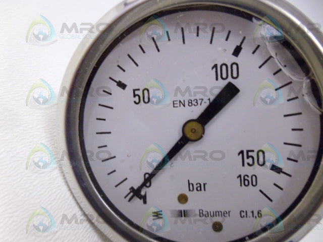BAUMER EN837-1 CI.1,6 PRESSURE GUAGE 0-160 PSI *NEW IN BOX*