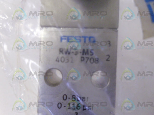 FESTO RW-3-M5 SWIVEL LEVER VALVE *NEW IN FACTORY BAG*