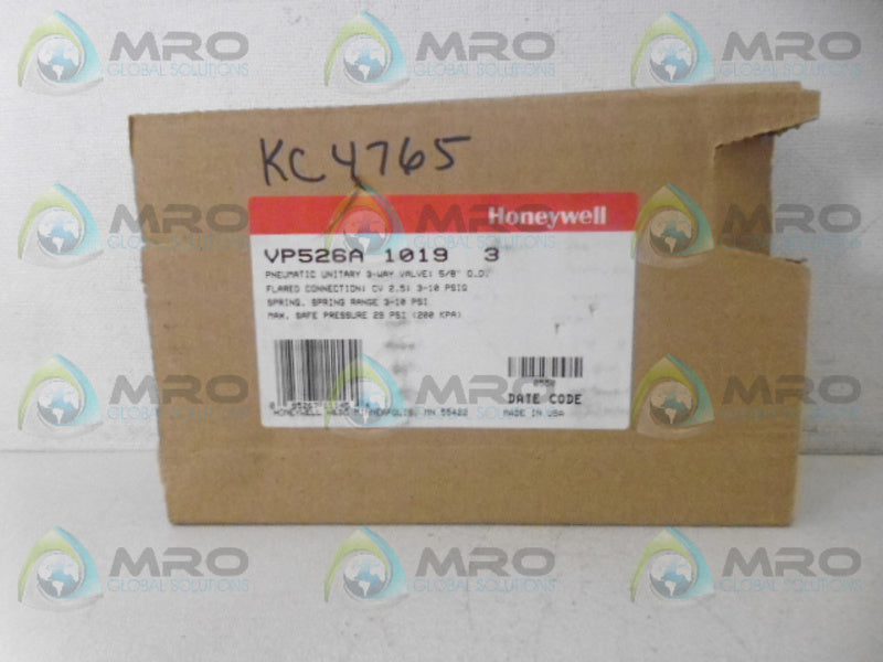 HONEYWELL VP526A1019  PNEUMATIC UNITARY 3-WAY VALVE *NEW IN BOX*