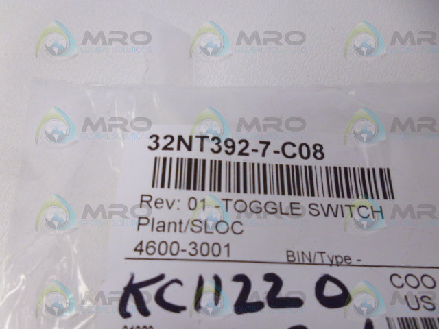 HONEYWELL 32NT392-7-C08 TOGGLE SWITCH *NEW IN FACTORY BAG*